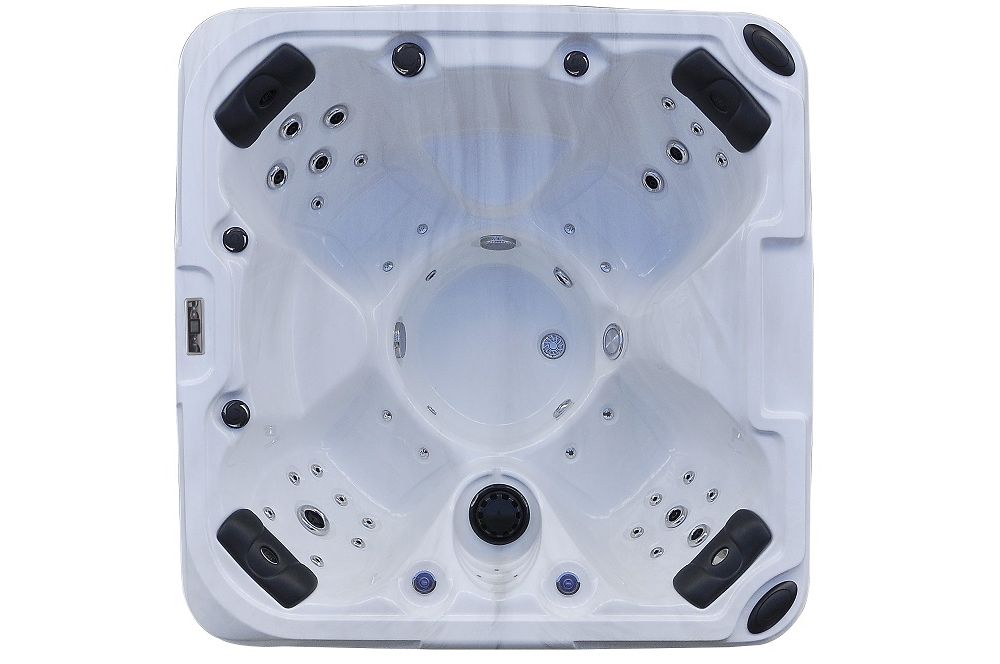 white shell 4 person hot tub top view