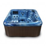 destiny 7 person hot tub blue shell brown cab