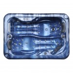 plug and play hot tub blue shell top view