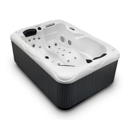 twin spa plug and play hot tub white shell grey cabinet